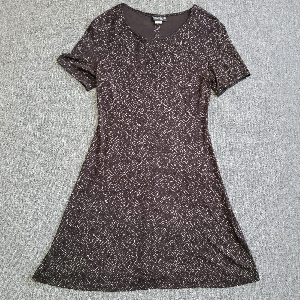 Vintage 90s black rhinestone t‎ shirt dress glam celestial witchy grunge goth